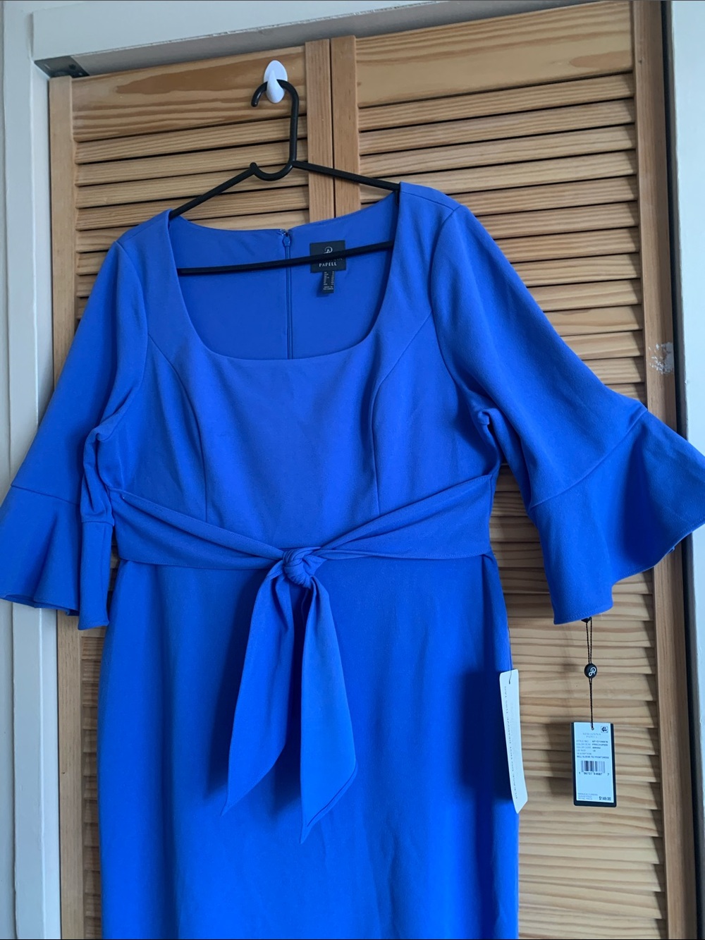 Adrianna Papell Royal Blue Tie-Waist Midi Dress